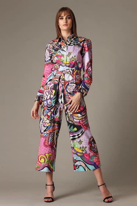 ALPONA DESIGNS BY SOHAM ACHARYA Humming Bird Print Jumpsuit 