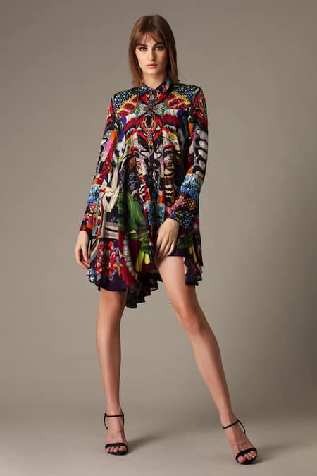 ALPONA DESIGNS BY SOHAM ACHARYA Mantis Print Shirt Dress 