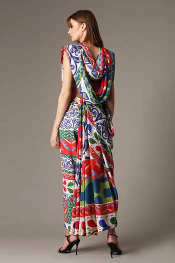 Alpona Designs By Soham Acharya Folk Print Saree 