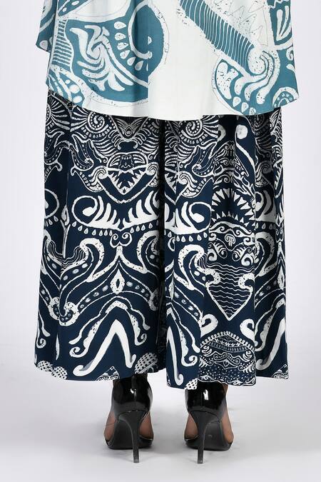 Buy Alpona Designs By Soham Acharya Blue Rayon Cotton Ocean Print Culottes Online at Aza Fashions Buy_Alpona Designs By Soham Acharya_Blue Rayon Cotton Ocean Print Culottes _Online_at_Aza_Fashions