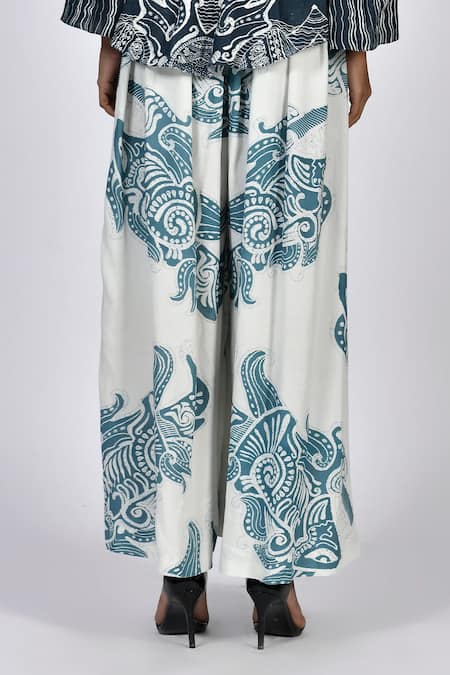 Buy Alpona Designs By Soham Acharya White Rayon Cotton Ocean Print Culottes Online at Aza Fashions Buy_Alpona Designs By Soham Acharya_White Rayon Cotton Ocean Print Culottes _Online_at_Aza_Fashions
