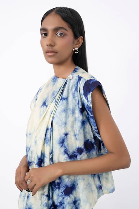 Corpora Studio_Green Silk Round Cloud Dyed Top _Online_at_Aza_Fashions