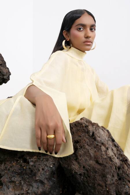 Buy_Corpora Studio_Yellow Cotton High Pinstripe Maxi Dress With Inner _Online_at_Aza_Fashions