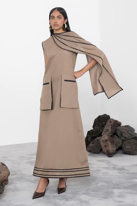 Corpora Studio Linen Scarf Collared Dress 