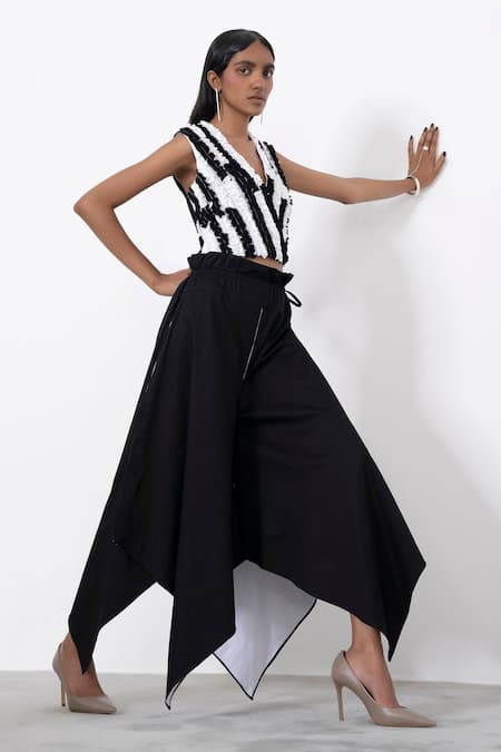 Corpora Studio_Black Cotton Double Layered Anti-fit Pants _Online_at_Aza_Fashions