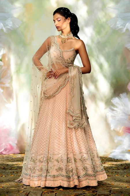 Buy Pink Lehenga And Blouse Raw Silk Hand Embroidered Floral Bridal Set For  Women by Talking Threads Online at Aza Fashions.