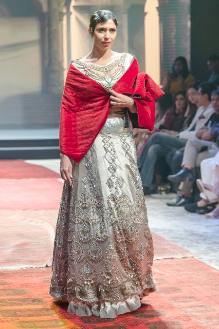 Buy_Rina Dhaka_Red Velvet Cape_Online_at_Aza_Fashions