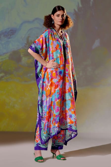 Rajdeep Ranawat Kaliza Silk Printed Kaftan 