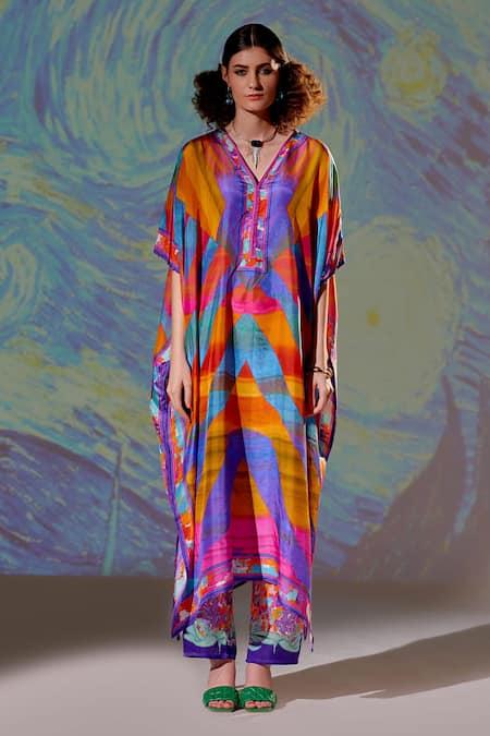 Rajdeep Ranawat Kaliza Silk Printed Kaftan 