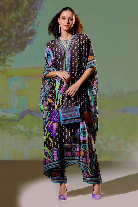 Rajdeep Ranawat Kaliza Silk Printed Kaftan 