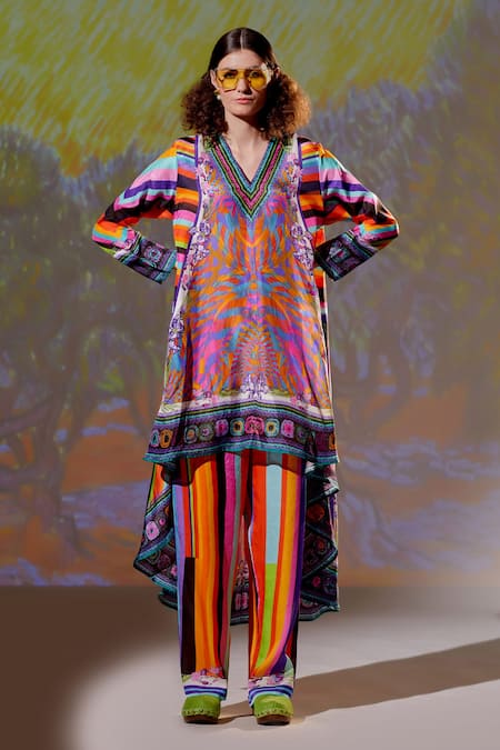 Rajdeep Ranawat Aarvi Silk Asymmetric Tunic & Palazzo Set 