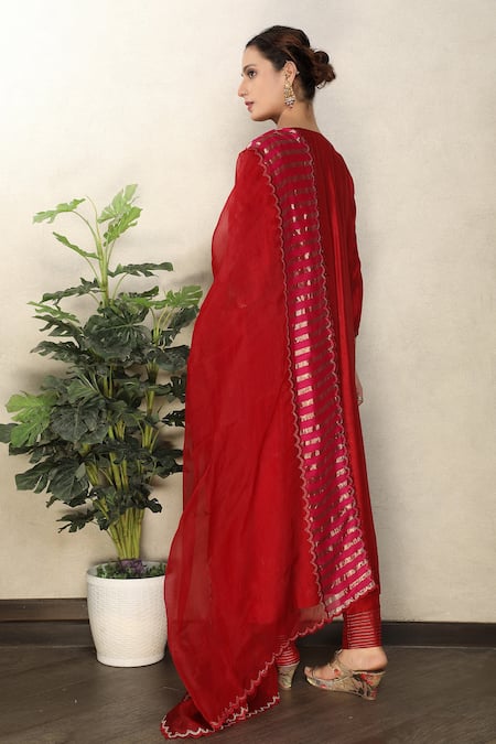 Falguni.Foram Placement Embroidered Anarkali Pant Set 