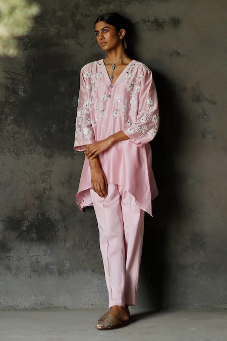 Shikha Mehta Zuri Silk Chanderi Tunic & Pant Set 