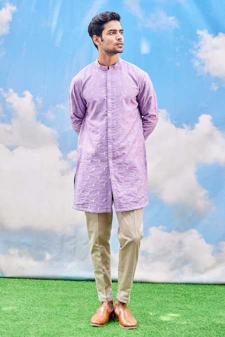 Tisa - Men Leaf Woven Kurta Set 