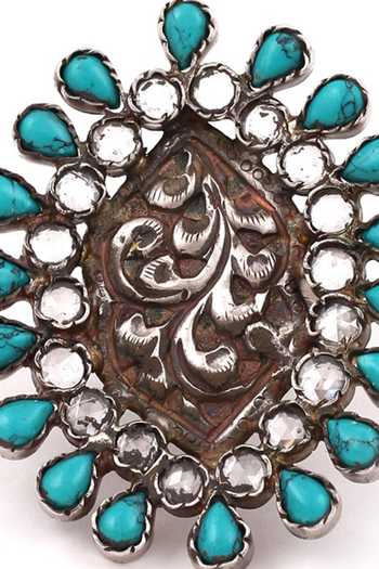 Buy_Sangeeta Boochra_Silver Plated Stones Floral Encrusted Ring _Online_at_Aza_Fashions