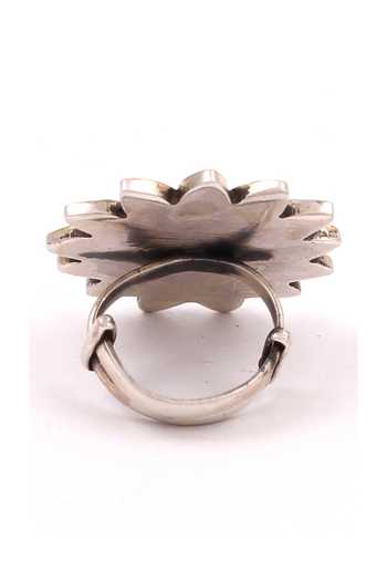 Sangeeta Boochra_Gold Plated Floral Dual Tone Adjustable Ring _Online_at_Aza_Fashions