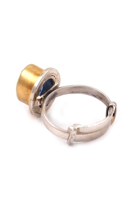 Sangeeta Boochra_Blue Stones Dual Studded Ring _Online_at_Aza_Fashions