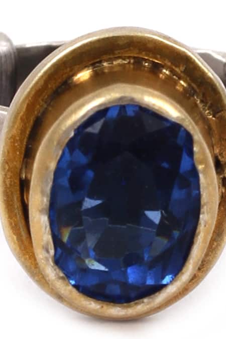 Buy_Sangeeta Boochra_Blue Stones Dual Studded Ring _Online_at_Aza_Fashions