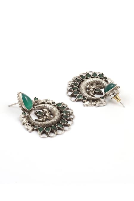 Sangeeta Boochra_Green Stones Studded Chandbalis _Online_at_Aza_Fashions