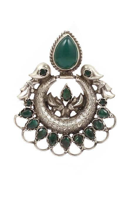 Buy_Sangeeta Boochra_Green Stones Studded Chandbalis _Online_at_Aza_Fashions