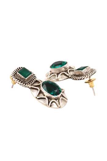 Sangeeta Boochra_Green Stones Studded Earrings _Online_at_Aza_Fashions