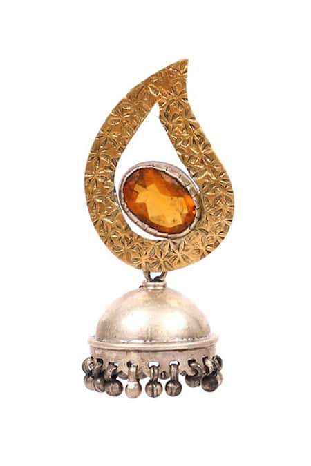 Buy_Sangeeta Boochra_Gold Plated Stones Carved Jhumkas _Online_at_Aza_Fashions