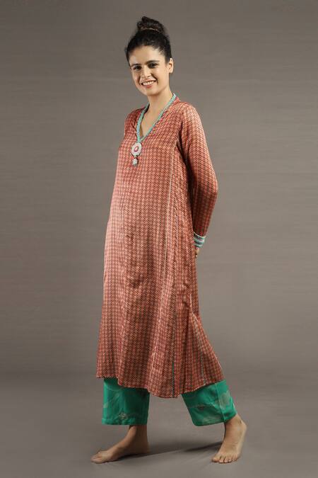 Shades Of India_Green Cotton Silk Brayan Printed Palazzo_Online_at_Aza_Fashions