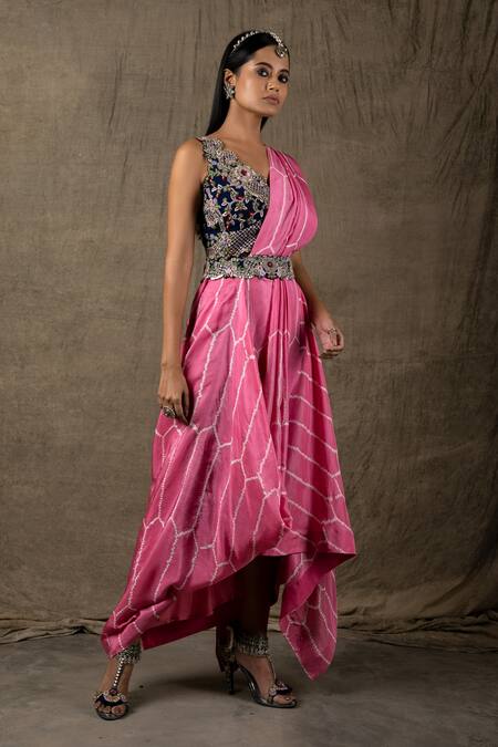 Bandhani Anarkali Dresss in Hot Pink for Party Wear