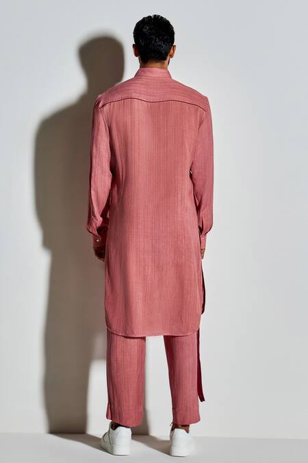 Shop Line Out Line Pink Cotton Linen Hand Embroidered Thread Work Pitta Kurta Set at Aza Fashions Shop_Line Out Line_Pink Cotton Linen Hand Embroidered Thread Work Pitta Kurta Set_at_Aza_Fashions