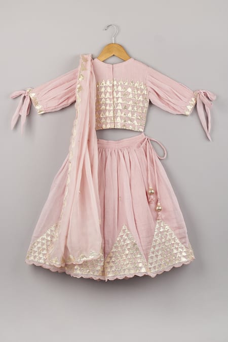 P & S CO Chanderi Embroidered Lehenga Set 