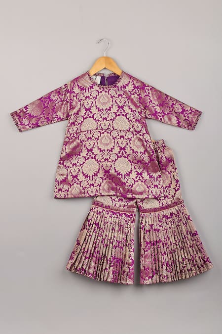 P & S Co Floral Brocade Kurta & Sharara Set 
