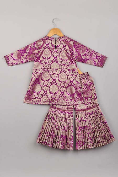 P & S CO Floral Brocade Kurta & Sharara Set