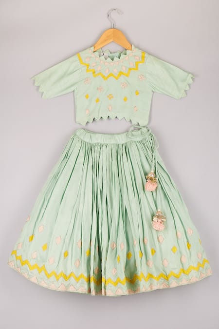 P & S CO Geometric Embroidered Lehenga & Choli Set