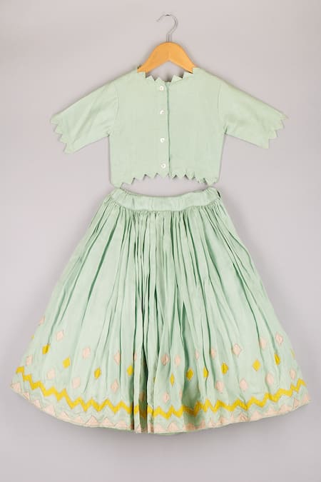 P & S CO Geometric Embroidered Lehenga & Choli Set