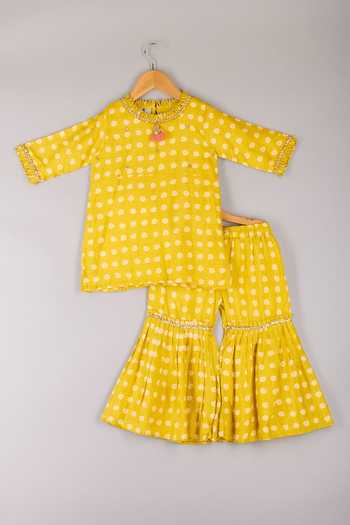 P & S CO Bandhani Print Kurta & Sharara Set 