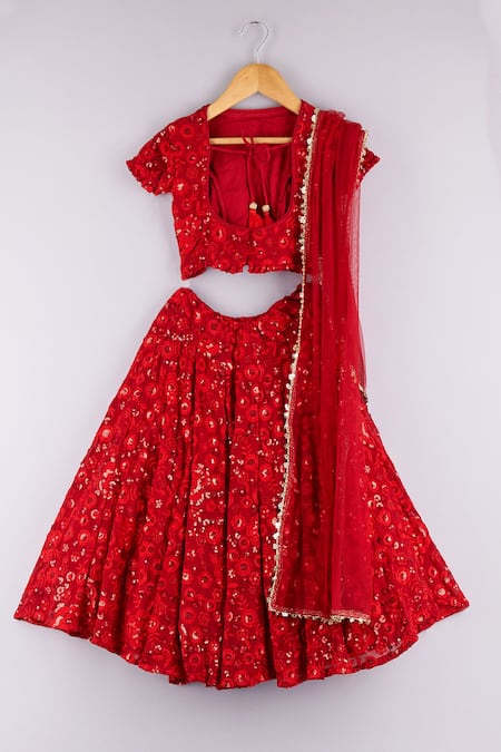 P & S CO Floral Embroidered Lehenga Set 