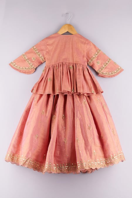 P & S CO Gota Work Peplum Choli & Lehenga Set 