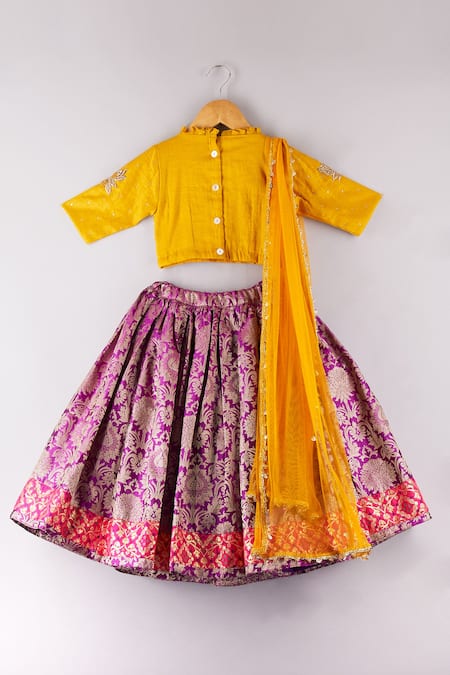 Shop P & S CO Purple Tissue, Brocade Gota Patti, Embroidery Banarasi Lehenga Set at Aza Fashions Shop_P & S CO_Purple Tissue, Brocade Gota Patti, Embroidery Banarasi Lehenga Set _at_Aza_Fashions