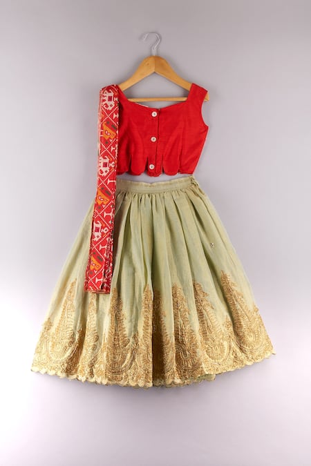 P & S CO Floral Embroidered Lehenga Set 