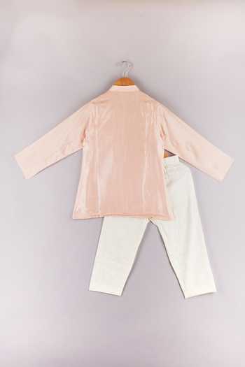 Shop P & S CO Pink Silk, Cotton Sequins, Embroidery Kurta Set at Aza Fashions Shop_P & S CO_Pink Silk, Cotton Sequins, Embroidery Kurta Set _at_Aza_Fashions