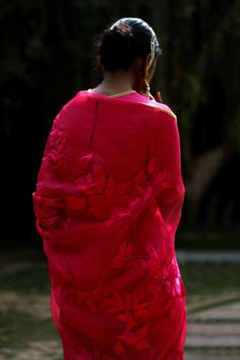Shop_Aikeyah_Pink Nysa Organza Saree With Blouse_Online_at_Aza_Fashions