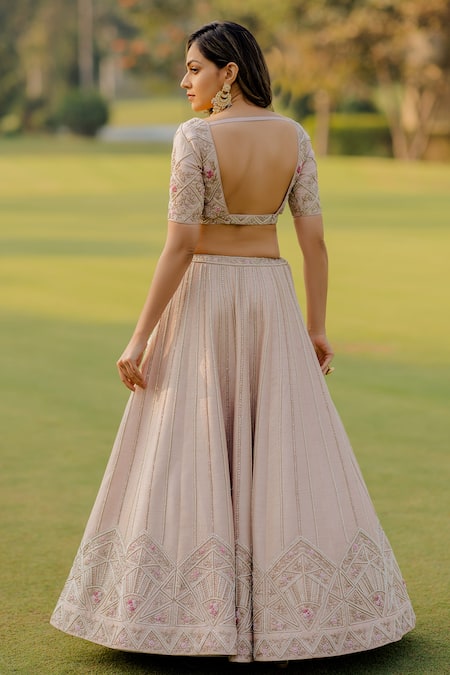 Anupraas By Nishant And Rahul Geometric Embroidered Bridal Lehenga Set 
