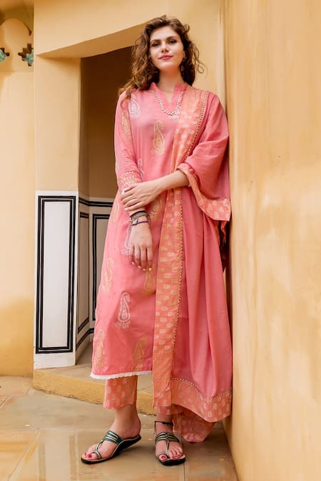 Missprint Block Printed Kurta Set 