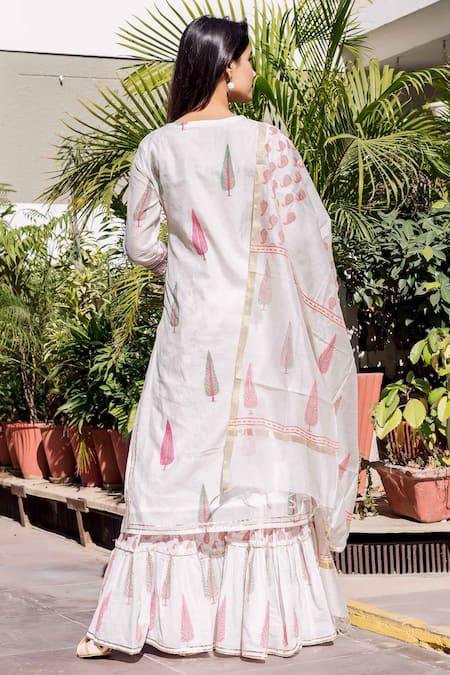 Missprint Chanderi Printed Kurta Sharara Set 