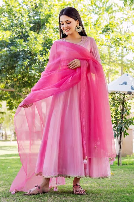 Missprint Chanderi Anarkali With Dupatta 