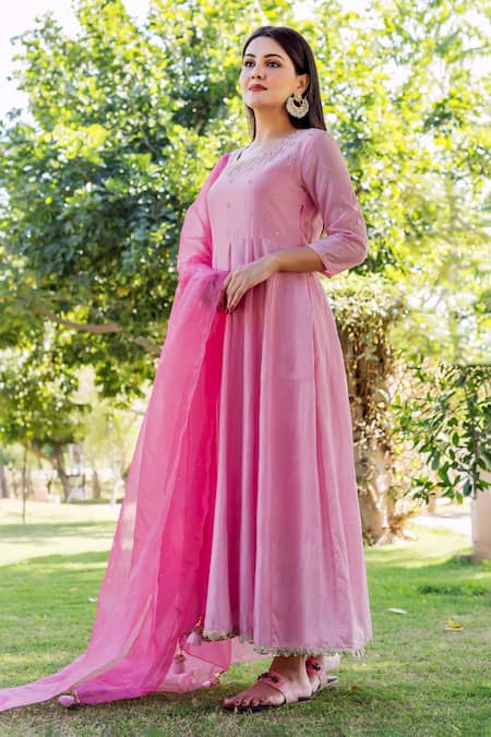 Missprint Chanderi Anarkali With Dupatta 