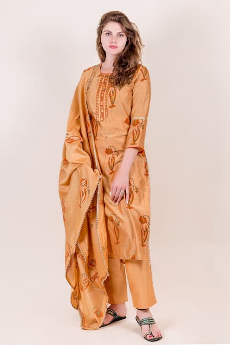 Missprint Chanderi Printed Kurta Set 