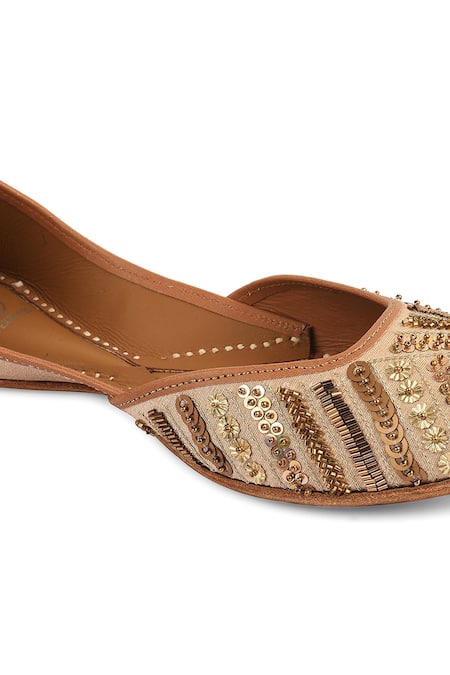 Shop_Jutti Express_Gold Embroidery Glorious Juttis _Online_at_Aza_Fashions