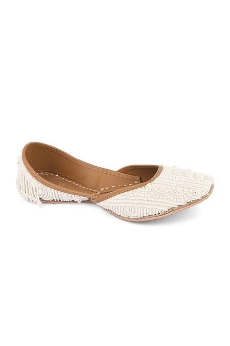 Buy Jutti Express White Embroidered Pearl Juttis Online at Aza Fashions Buy_Jutti Express_White Embroidered Pearl Juttis _Online_at_Aza_Fashions