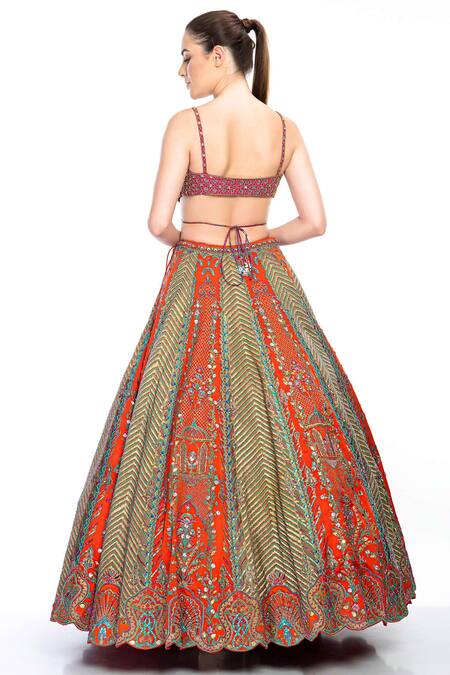 Dhaani Lehenga Set: Wedding Designer Lehengas with Floral Embroidery